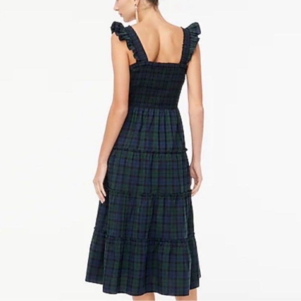 J Crew Tartan Plaid Cotton Smocked Tiered Midi Nap Dress NWT